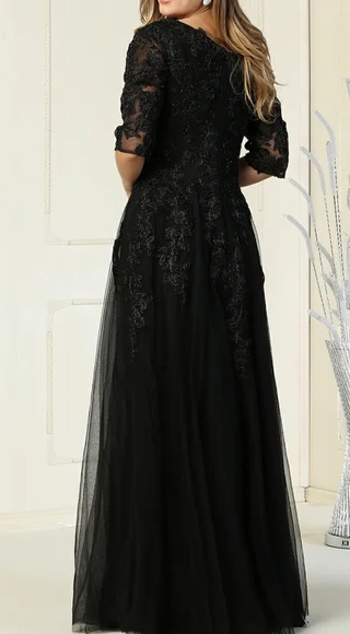 Black plus size formal evening wedding bridesmaid mother of the bride dress - Picture 5 of 7